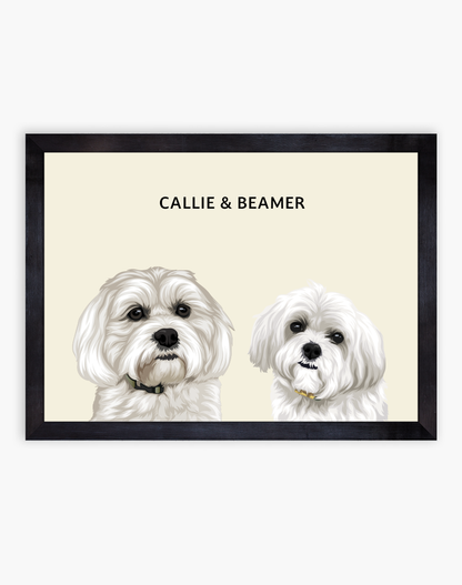 Medium, Two Pet Custom Portrait - 16" x 12"